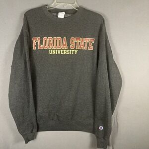 Champion Mens Large Florida State Seminoles Gray Crewneck Sweatshirt
